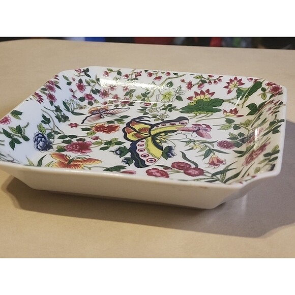 Thousand Butterflies by Eda MANN 6" Porcelain Trinket Candy Dish Square - Picture 4 of 4